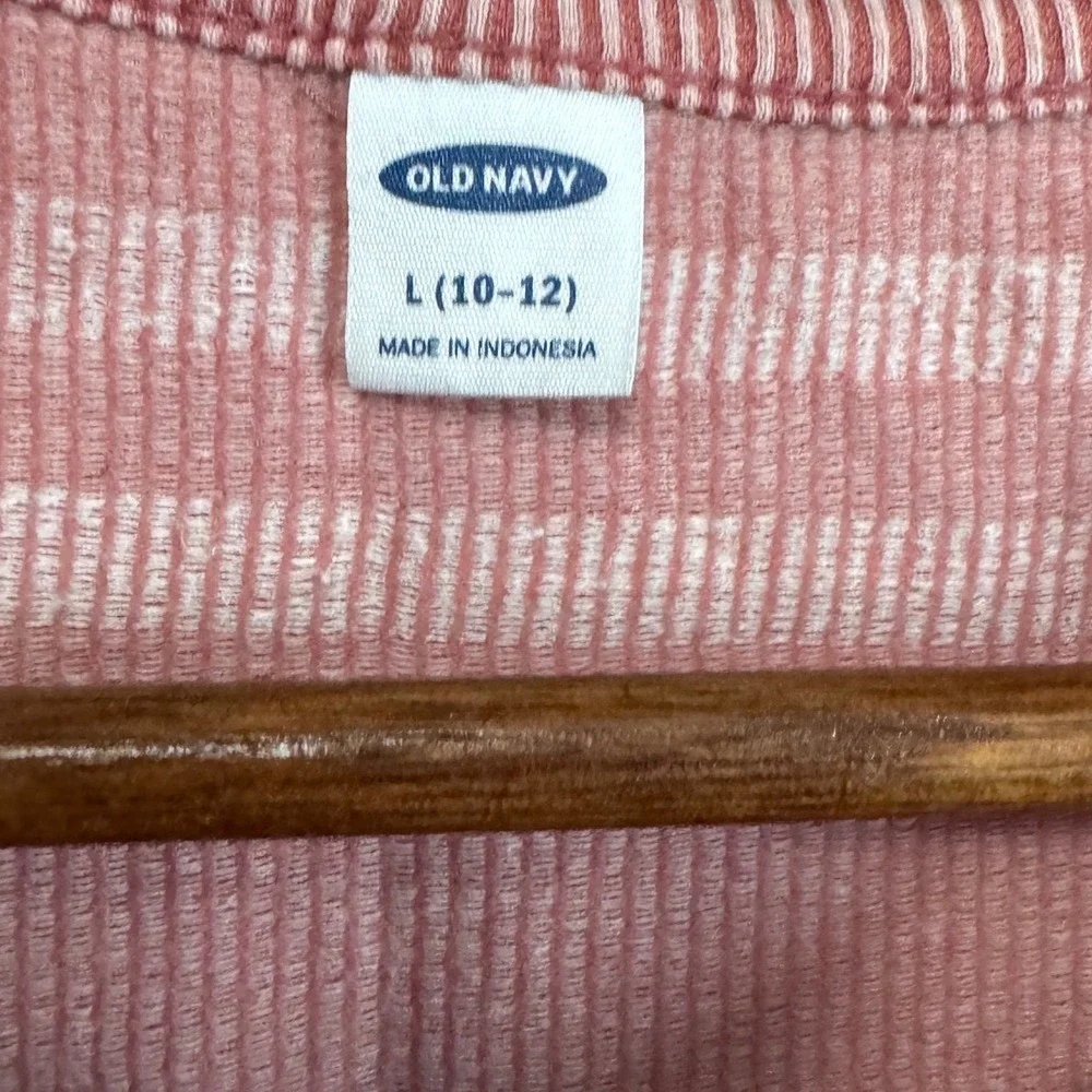 Old Navy Tank Top Kids L 10-12‎ Pink Excellent Striped Tie Front Button Ribbed